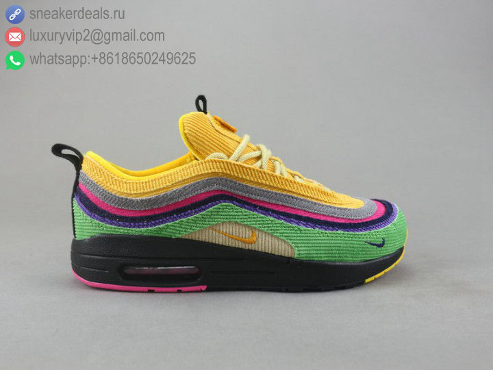 NIKE AIR MAX 1/97 VF SW YELLOW GREEN CORDUROY UNISEX RUNNING SHOES